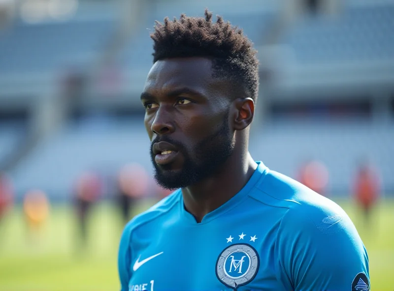 Romelu Lukaku in a Napoli jersey, looking determined during a game.