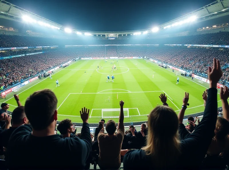 A football match between Napoli and Inter, viewed from the stands with fans cheering.