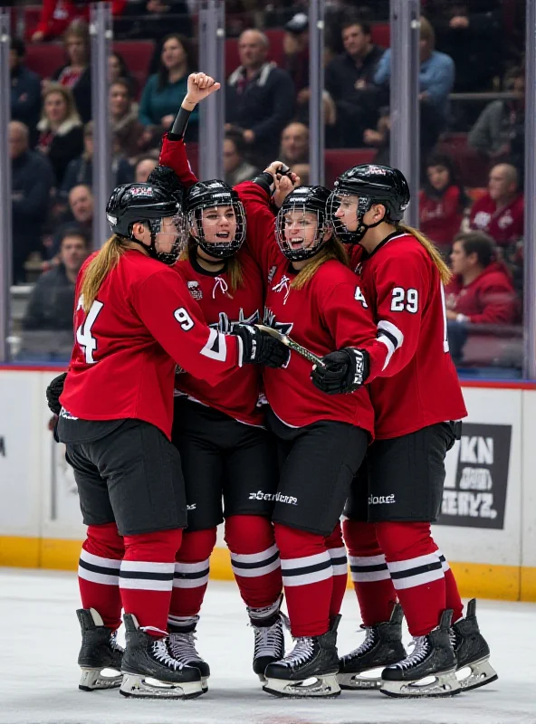 Girls Hockey Team Celebrating a Goal