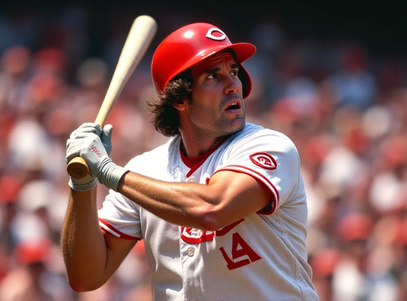 Pete Rose at bat, looking determined, during a baseball game