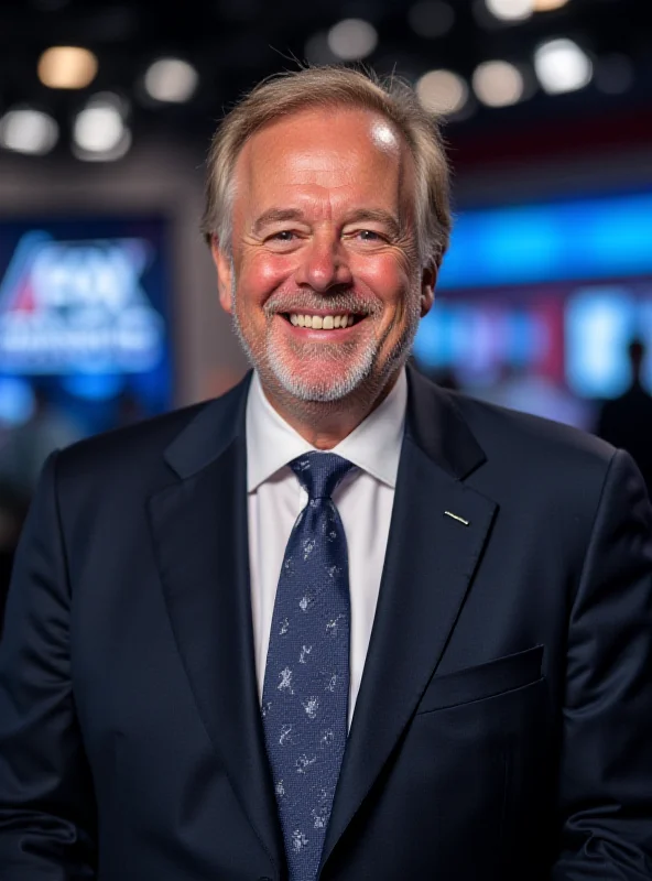 Jimmy Johnson smiling on the Fox Sports set, wearing a suit and tie