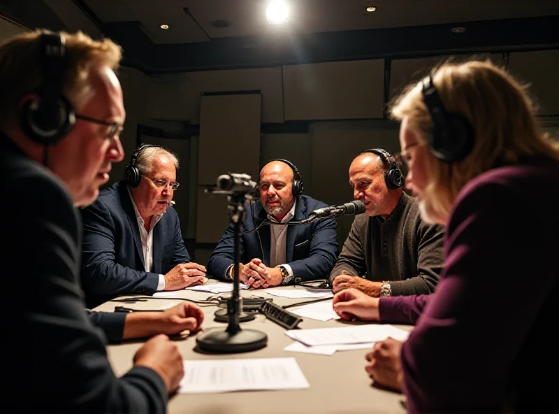 Podcast recording session with Faye Carruthers and panelists.