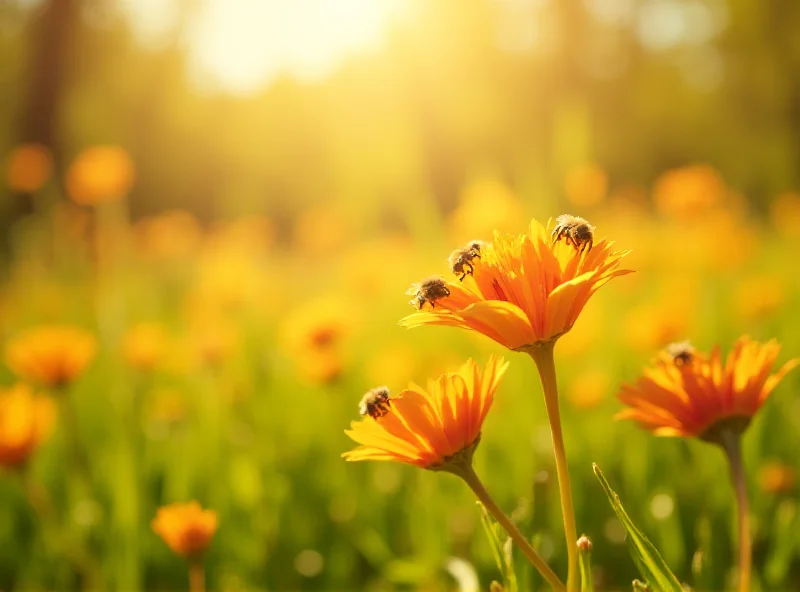 Blooming flowers in a sunny meadow