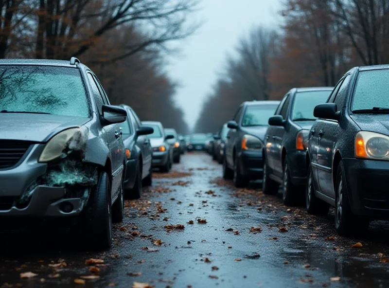 Damaged cars after a hit and run accident