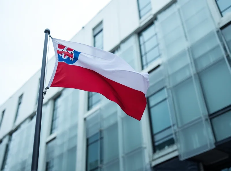 Image of a courthouse with the Slovak flag flying in front.