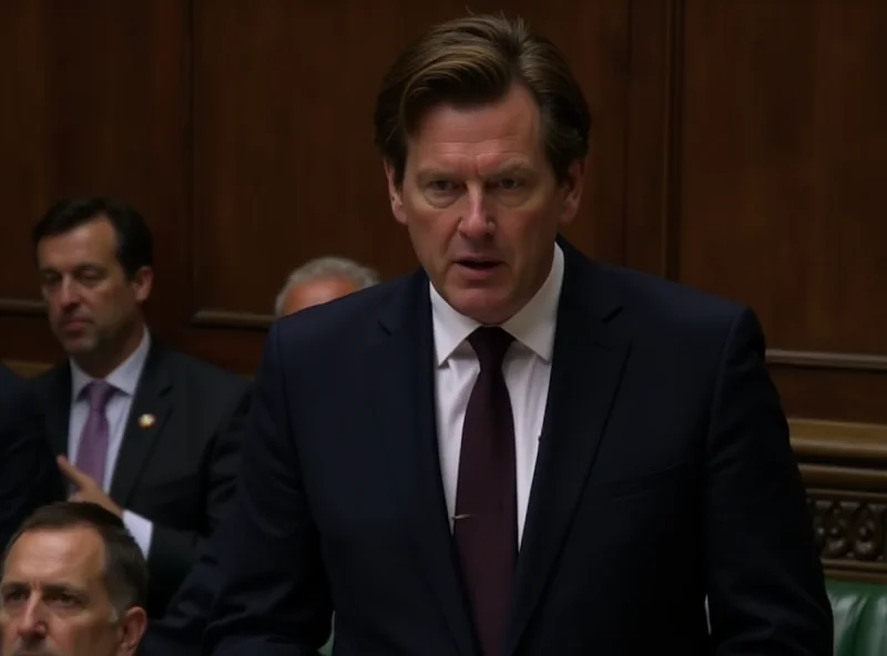 Keir Starmer addressing Parliament, looking concerned amidst a tense political debate.