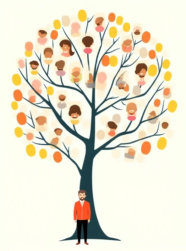 Illustration of a family tree highlighting first cousins.