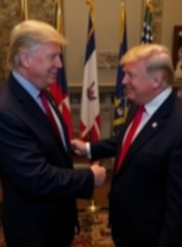 Donald Trump and Keir Starmer shaking hands in a formal setting.