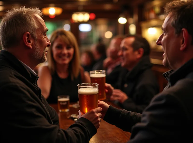 A crowded pub with people enjoying takeaway pints.