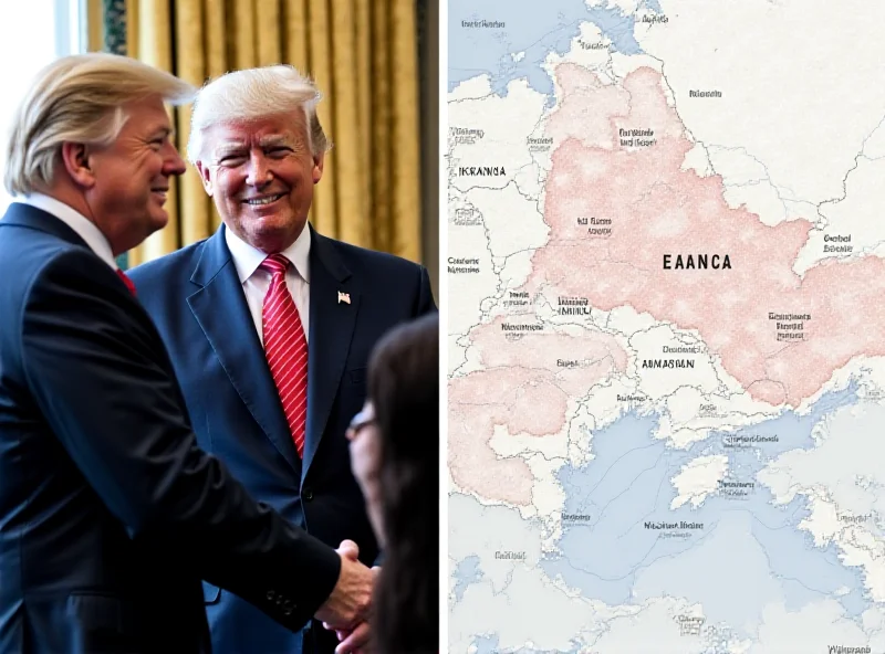 A split image showing Keir Starmer meeting with Donald Trump at the White House on one side, and a map of Ukraine with mineral extraction sites highlighted on the other side.