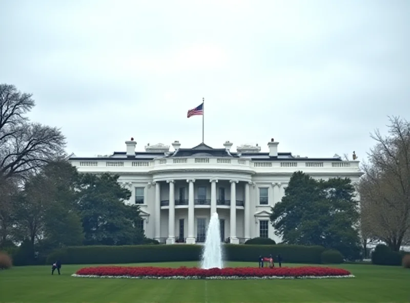 The White House in Washington DC, under a cloudy sky.