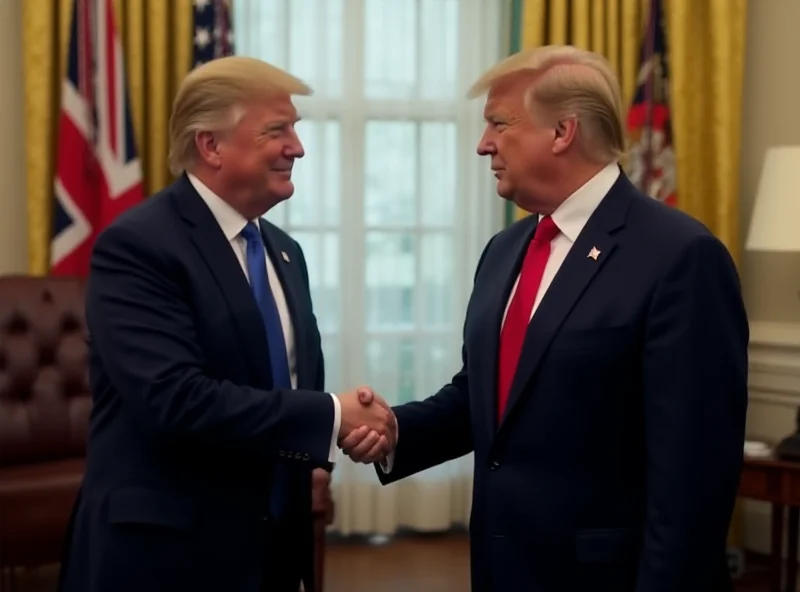 British Prime Minister shaking hands with President Trump in the Oval Office