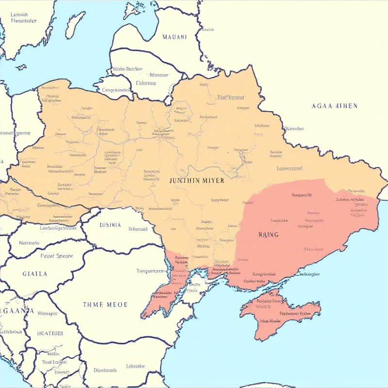 A map of Ukraine highlighting the areas affected by the conflict with Russia