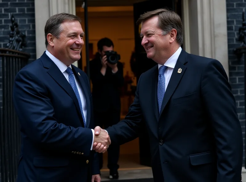 Keir Starmer greeting Volodymyr Zelenskyy outside Downing Street