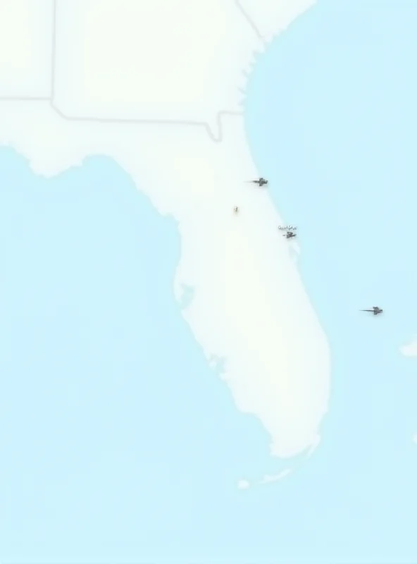 A map of Florida highlighting Orlando, Miami, and Palm Beach, indicating the airports where flights were temporarily halted due to SpaceX debris concerns.