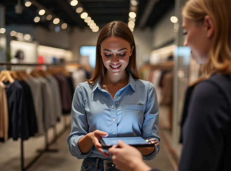 A modern retail environment with Lightspeed Commerce software displayed on a tablet, representing Lightspeed's business.