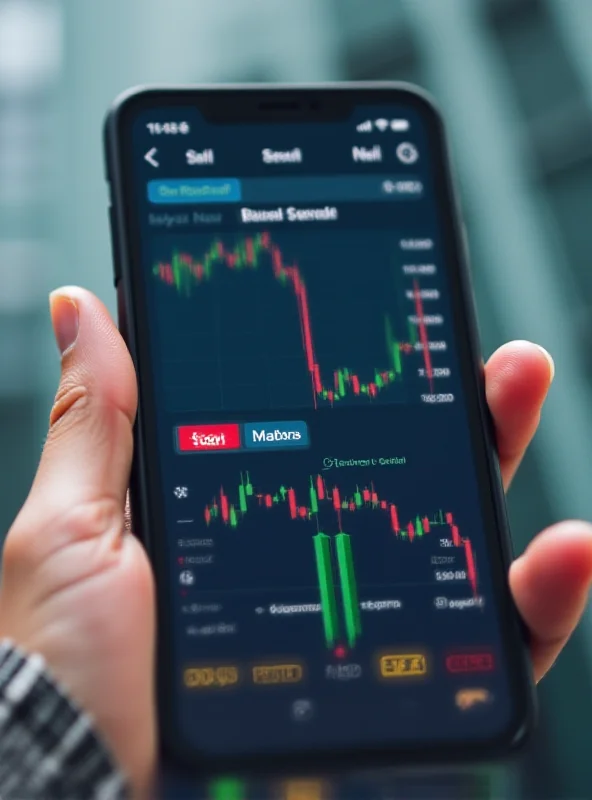 Close-up of a person's hand using a stock trading app on their phone.