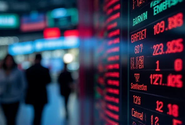 Close-up of stock ticker display board