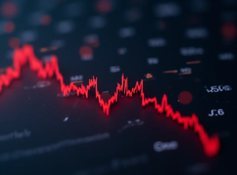 Chart showing Tesla stock price decline in February, with a red downward trend line.