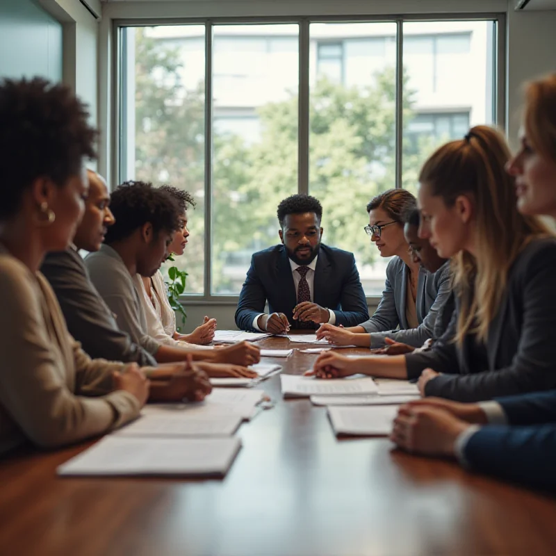 A diverse group of professionals collaborating around a table, representing Professional Diversity Network.