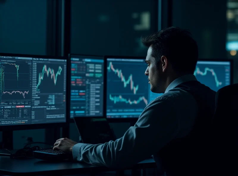 A person looking at multiple stock charts on a computer screen