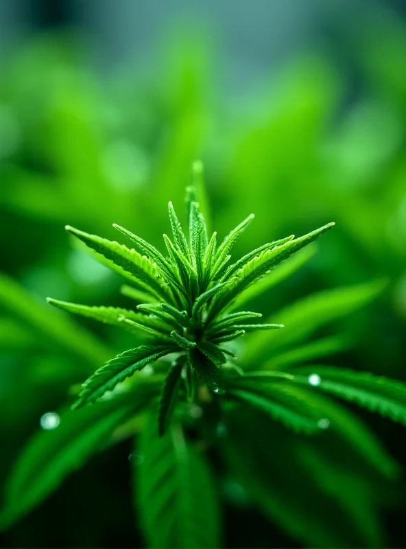 Close-up shot of cannabis plant growing indoors, representing Cronos's business.