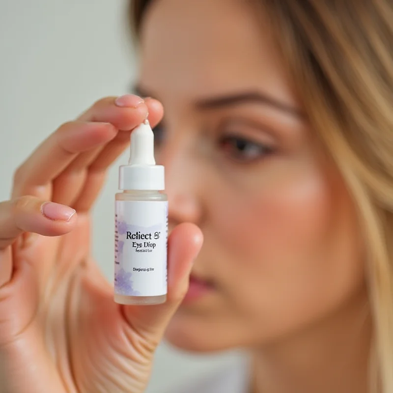 A person applying moisturizing eye drops.