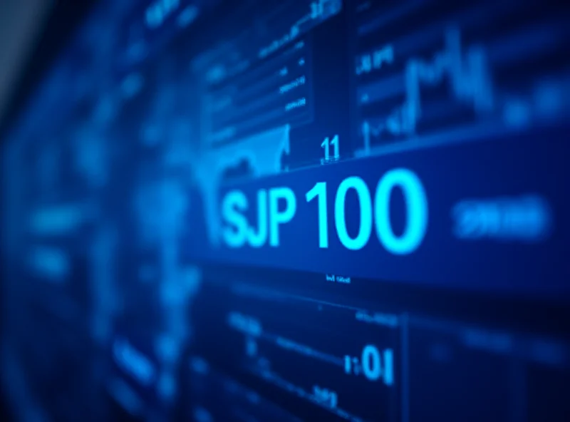 Conceptual image of a stock market ticker with the S&P 500 logo.