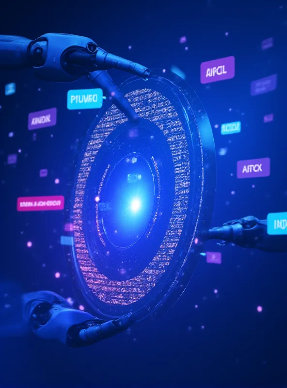 A futuristic image of a film reel being translated by artificial intelligence, with speech bubbles showing translations into different languages.