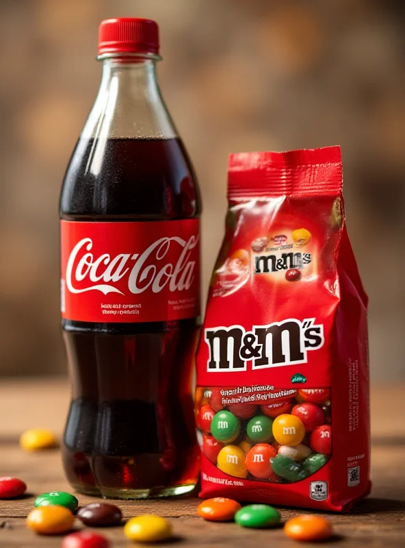 Image of Coca-Cola and M&M's products.