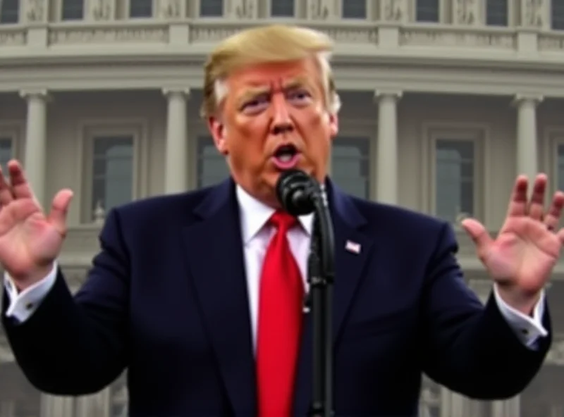 Donald Trump speaking at a podium in front of the US Congress.