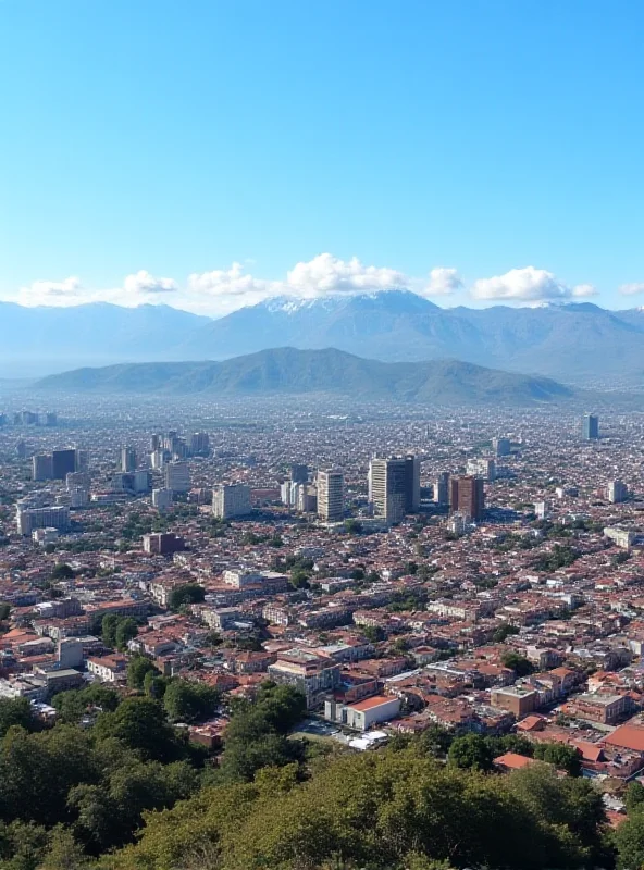 An aerial view of Quito, Ecuador, showcasing the city's skyline with mountains in the background.