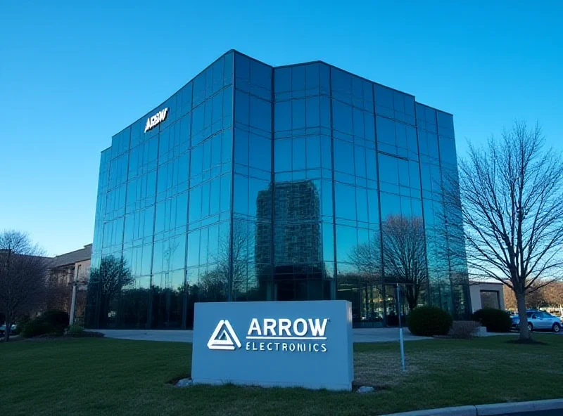 A modern office building with the Arrow Electronics logo subtly displayed.