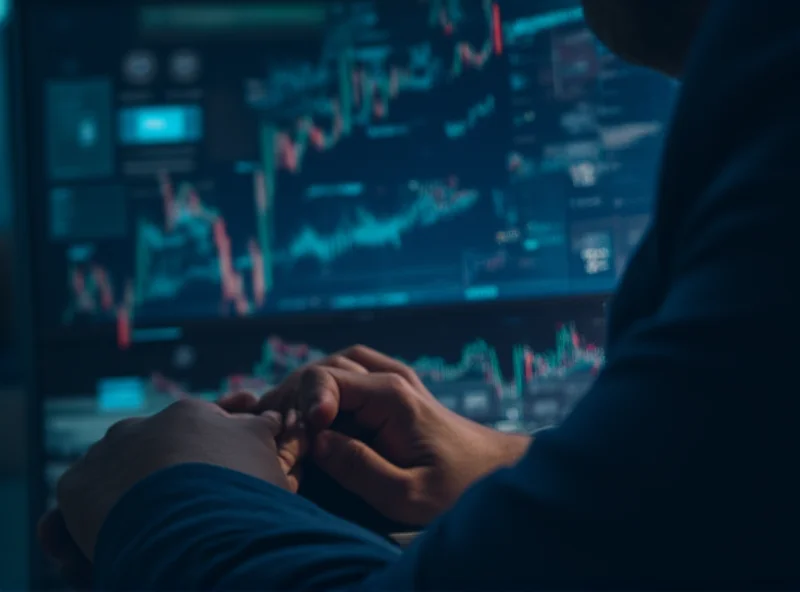 A close-up shot of a person analyzing stock charts on a computer screen.