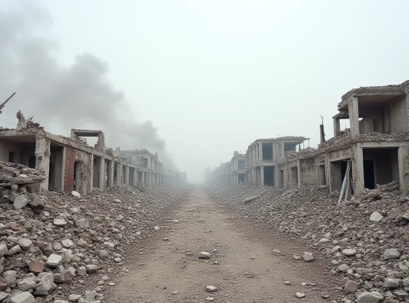 Image of a destroyed Syrian cityscape after clashes.