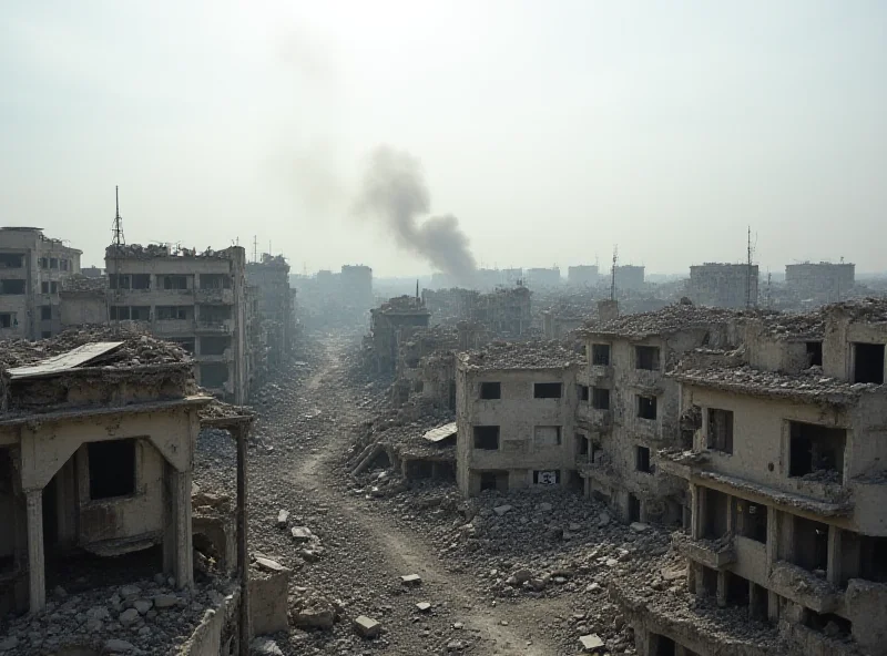 Image of Syrian cityscape showing damage and destruction from conflict.