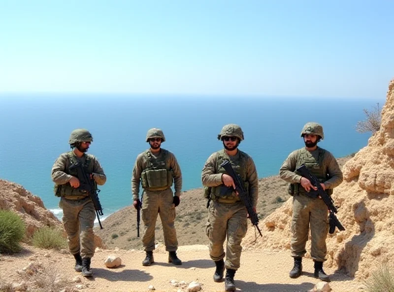 Syrian soldiers patrolling a coastal region