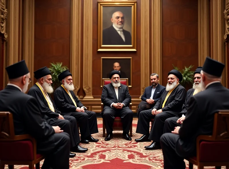 A group of religious leaders in Syria meeting with government officials.