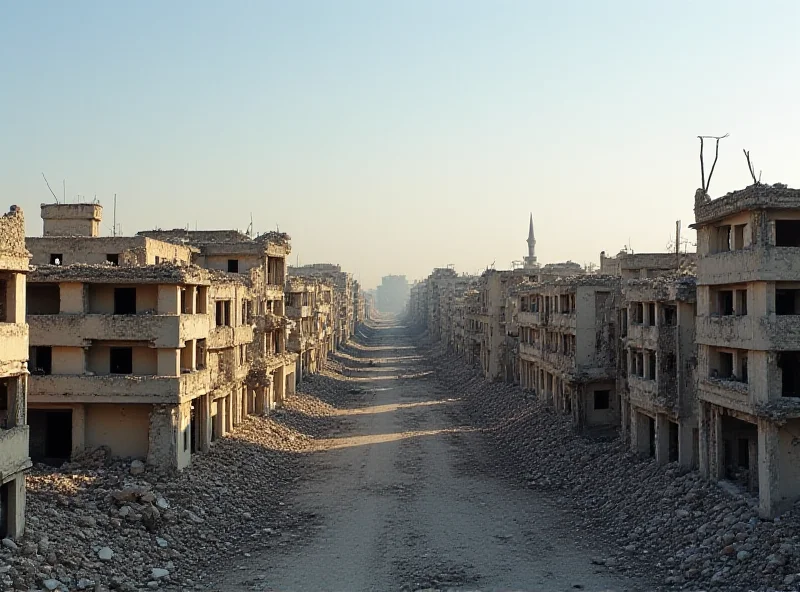 A panoramic view of a Syrian city showing signs of damage from conflict.