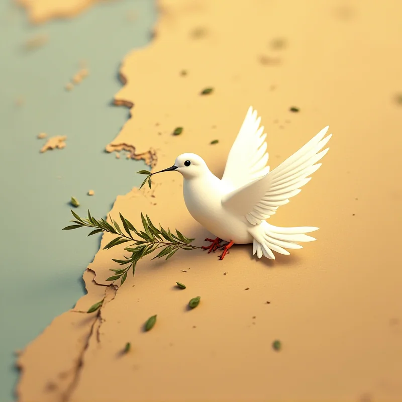 A hopeful illustration of a dove carrying an olive branch flying over a map of northeastern Syria.