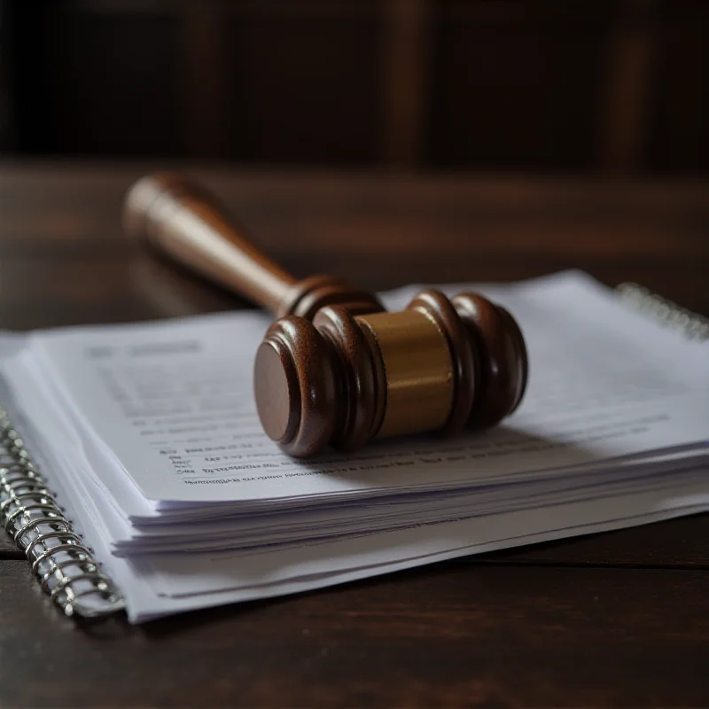 A gavel resting on a stack of legal documents, symbolizing a court ruling.