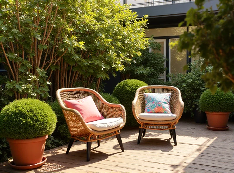 Gianni Wicker Teardrop Chair on a patio.