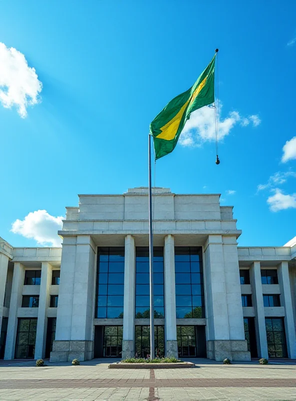 Image of the Brazilian Superior Military Court building with the Brazilian flag waving.