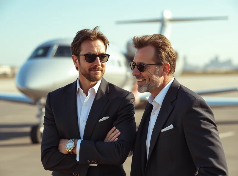 Andrew and Tristan Tate standing in front of a private jet