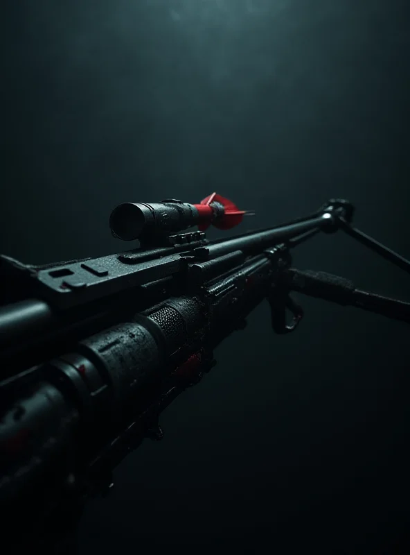 A dramatic image of a crossbow, emphasizing the weapon's size and potential for violence, set against a dark and ominous background.