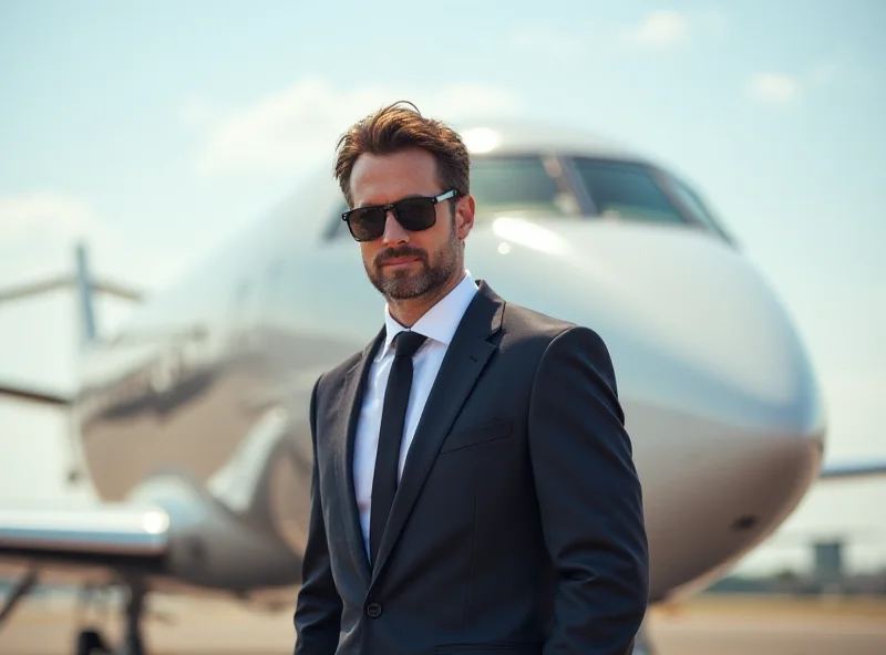 Andrew Tate standing in front of a private jet.