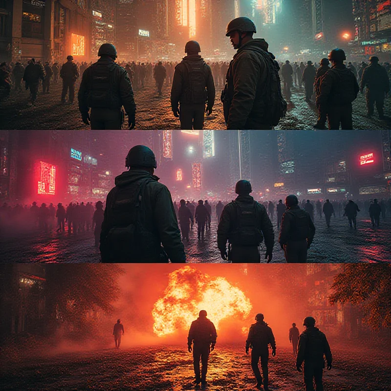 A collage of Tatort scenes, including Schimanski, rave scenes, and military exercises