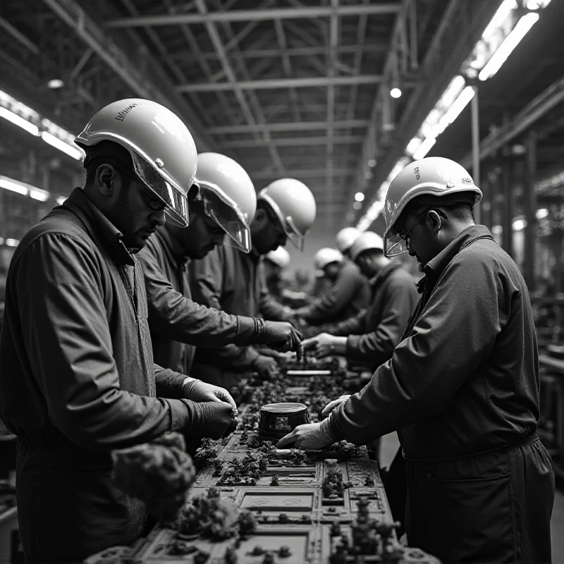 Assembly line workers in the Tatra factory