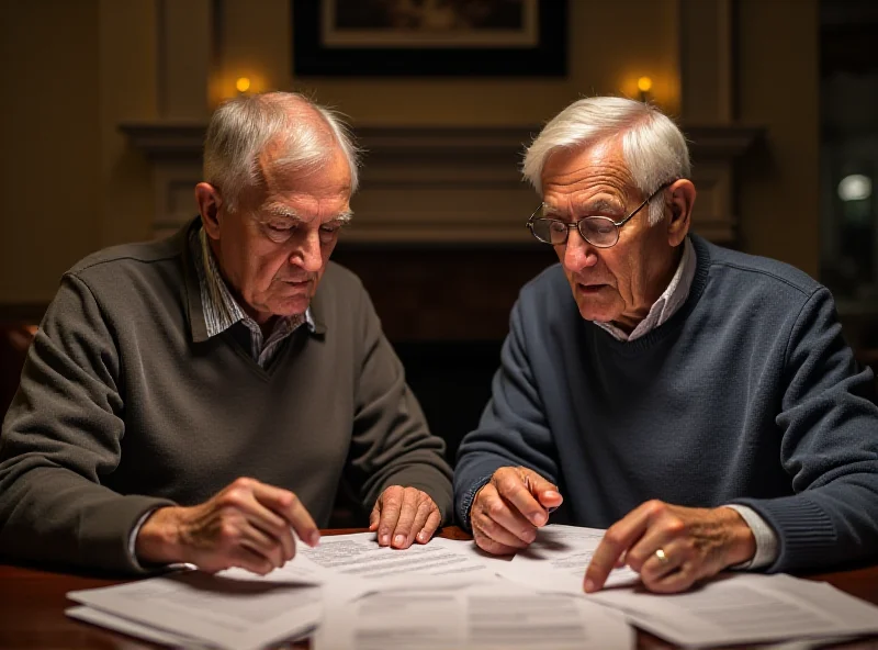 Senior couple reviewing their taxes at home.