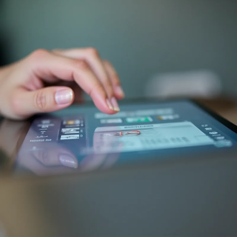 A hand interacting with the TCL NXTPAPER 11 Plus tablet, showcasing the user interface and touch screen capabilities.